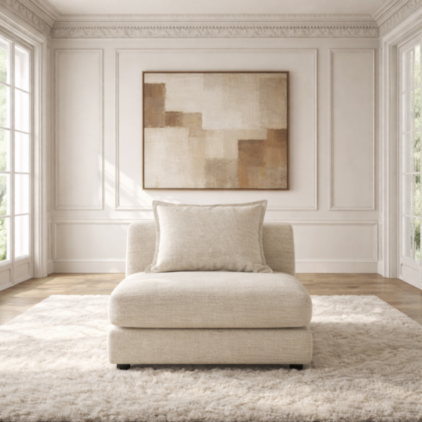 كنبة مفردة بدون ذراعين بلس - كريمي