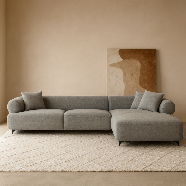 كنب زاوية حرف L سوفت سكيب - رمادي غامق