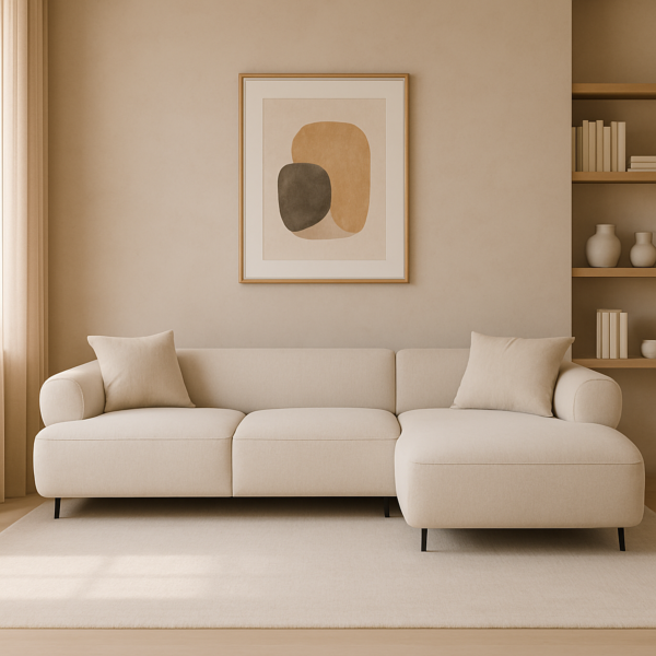 كنب زاوية حرف L سوفت سكيب - بيج فاتح