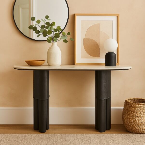 كونسول رخام شيتو - اسود وبيج