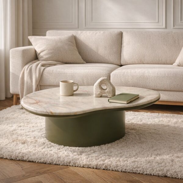طاولة قهوة من مجموعة روفانا - رخام طبيعي - اخضر ومتعدد الالوان