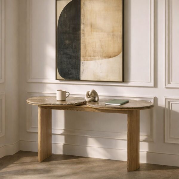 كونسول من مجموعه لوسيرا - رخام طبيعي - بيج وبني