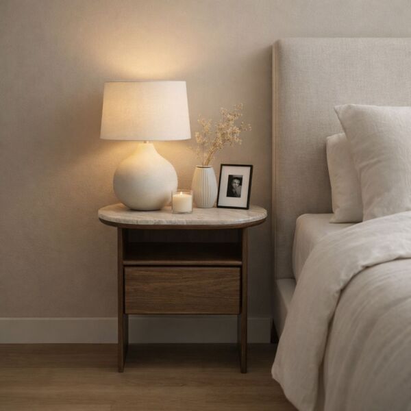 كومودينو من مجموعة روسان درج واحد - رخام طبيعي - بني غامق