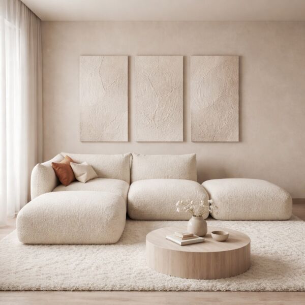 كنب زاوية مارسيليا - بيج فاتح