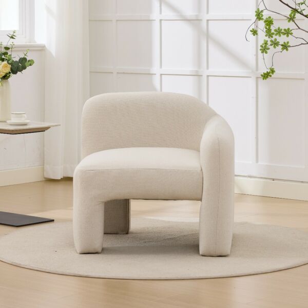 كرسي مفرد ذراع يسار يمال - بيج فاتح