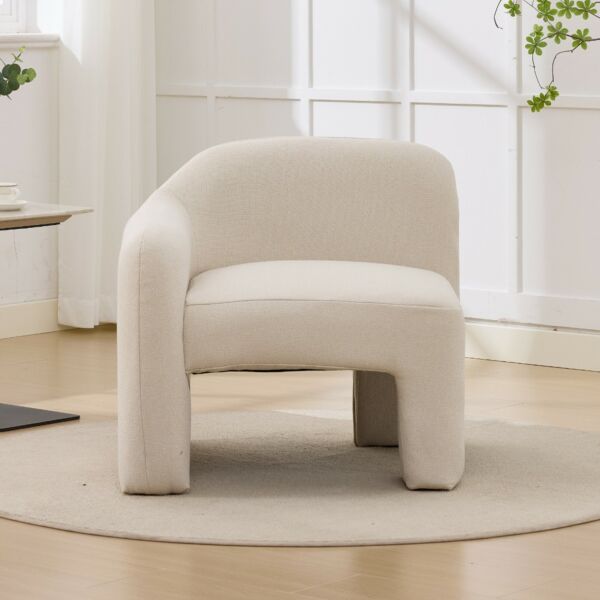 كرسي مفرد ذراع يمين يمال - بيج فاتح