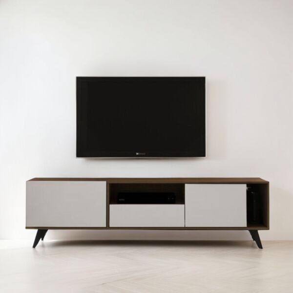 طاولة تلفزيون فينكا بني غامق وابيض