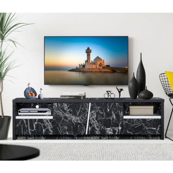 طاولة تلفزيون خشب ماليزي لاريسا اللون اسود رخامي