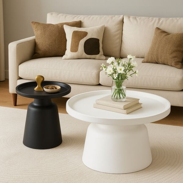 طاولة قهوة باسكال - قطعتين - ابيض واسود