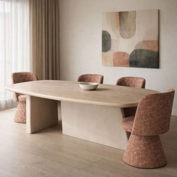 طاولة طعام بأرجل متعامدة جوليانا - 8 اشخاص - بيج