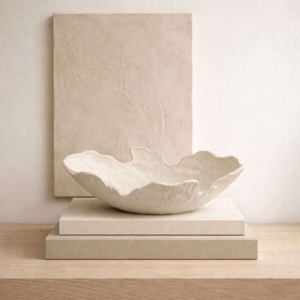 تحفة ديكور طبق من مجموعة سيزار - كريمي