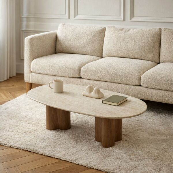 طاولة قهوة من مجموعة لورا - بيج فاتح وبني