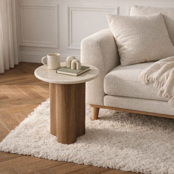 طاولة جانبية من مجموعة لورا - بيج فاتح وبني