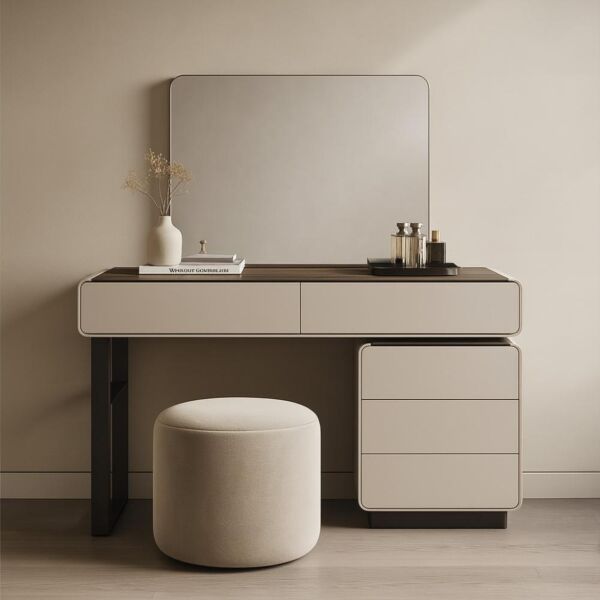 طاولة تزيين مع مرآه سكوالا - بني وبيج 