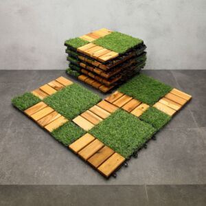 أرضيات عشب صناعي خشب 12 قطعة