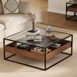 طاولة قهوة سوسال 100 سم - بني واسود