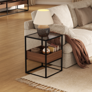 طاولة جانبية سوسال - بني وأسود