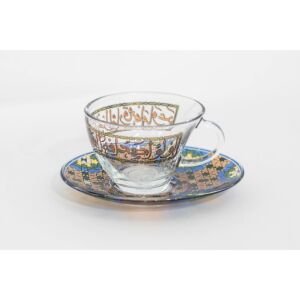 طقم فنجان وصحون مذهب 12 قطعة