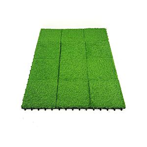 أرضيات عشب  صناعي 12 قطعة سميك أخضر 
