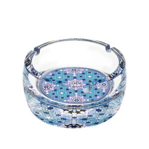 مكتة زجاج روياش - ازرق وبلاتين