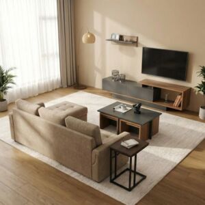 تشكيلة غرفة معيشة  تشيست إلم كوف - بني ورمادي غامق