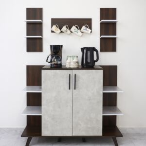 ركن قهوة مع أرفف معلقة كورنر - رمادي وبني