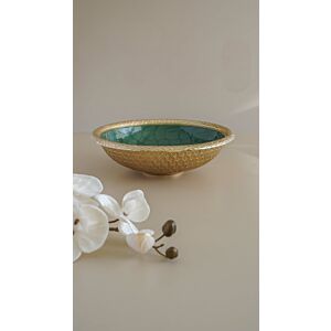وعاء تقديم موركان - حجم متوسط , لون أخضر وذهبي