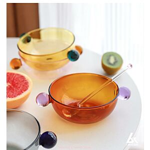 سلطانية زجاج مع الملعقة - بني