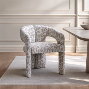 كرسي طعام ربيالا - بيج وابيض