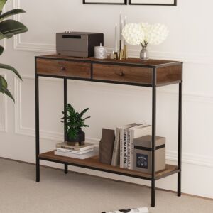 كونسول ستايلي مع درجين ورف - بني