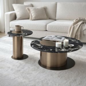  طاولة قهوة كاسا - برونزي واسود