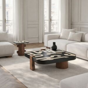  طاولة قهوة سانتورا - بني واسود وبيج