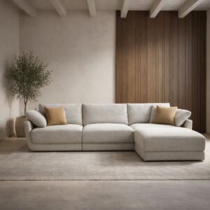 كنب زاوية مع مسند قدم فالين - 3 مقاعد - بيج