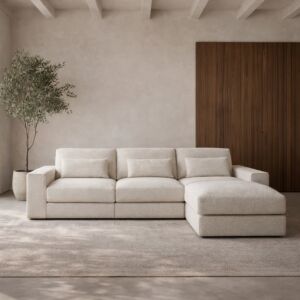 كنب زاوية مع مسند قدم سوفيا - 3 مقاعد - بيج