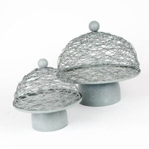 حامل كيك مع غطاء حجم صغير من ستيفنسون - رمادي