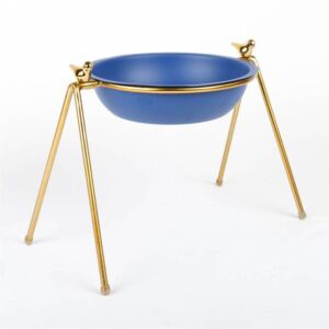 وعاء تقديم صغير مع ستاند من مجموعة الطيور - ازرق وذهبي
