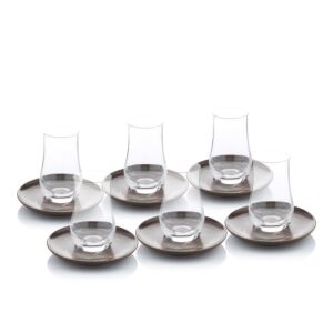 طقم كاسات شاي من ملاذ - 12 قطعة - بني