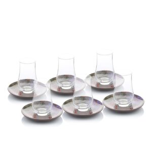 طقم كاسات شاي من ملاذ - 12 قطعة - متعدد الالوان