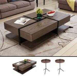 طقم طاولات قهوة و جانبية سايد درورز- 3 قطع
