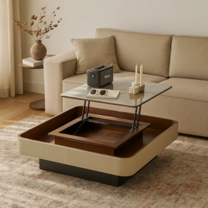 طاولة قهوة ستايلش - بني وبيج وابيض