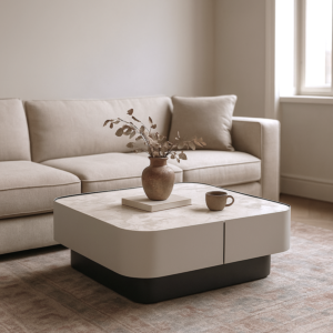 طاولة قهوة أوبامبو - رمادي وأبيض