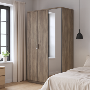 خزانة ملابس إيفا إلم كوڤ 3 أبواب مع مرآة - رمادي 