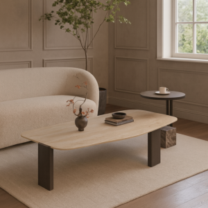 طاولة قهوة قطعتين ميتا - اسود وبيج