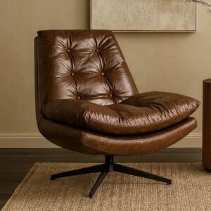 كرسي استرخاء دوار جلد الفا - بني واسود