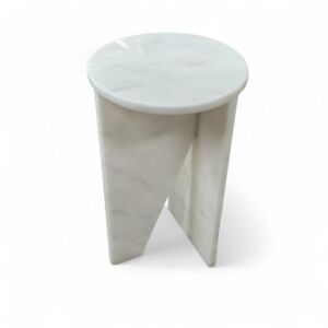 طاولة جانبية رخام طبيعي - ابيض