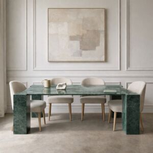 طاولة طعام 8 اشخاص رخام طبيعي - من مجموعة فيورا - اخضر