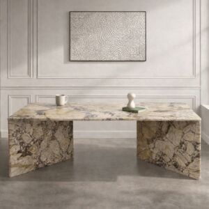 طاولة طعام رخام طبيعي فيولا - 8 اشخاص