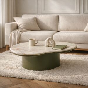 طاولة قهوة من مجموعة روفانا - رخام طبيعي - اخضر ومتعدد الالوان