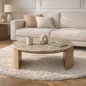 طاولة قهوة من مجموعه أرتيزا - رخام طبيعي - بيج