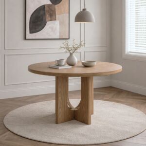 طاولة طعام دائرية من مجموعة نيرافا - 4 اشخاص - بني